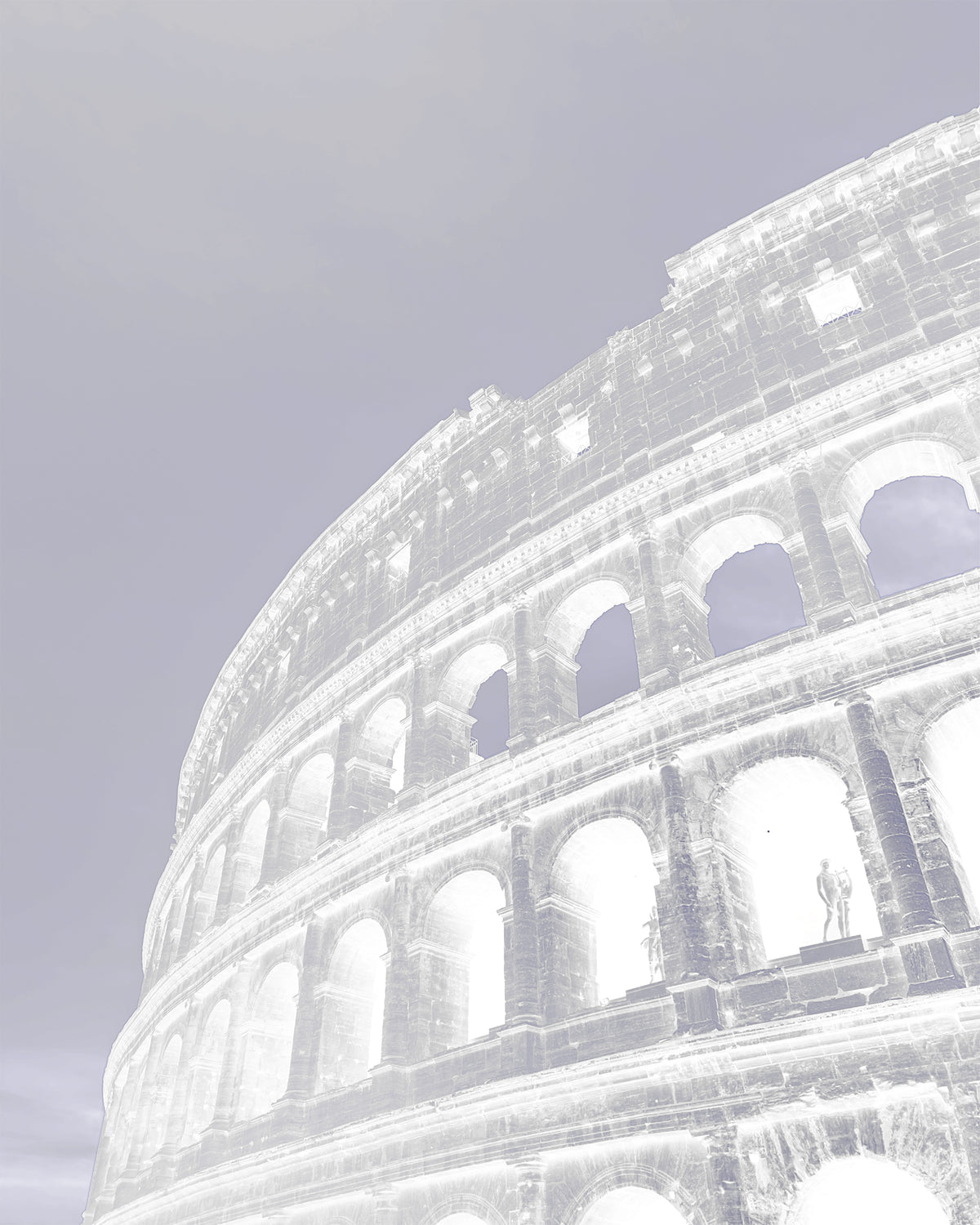 Colosseum in Rome transformed with a Negative Pearl effect, featuring luminous highlights, pearlescent tones, and a striking artistic appearance.